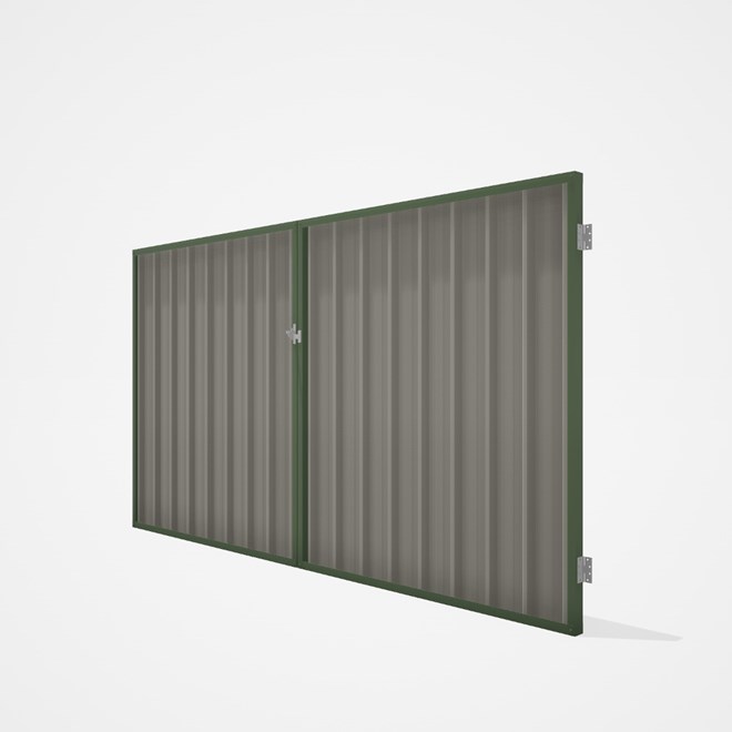 Good Neighbour® Superdek® Double Gate Standard .32 BMT 1.8m High Sheet: Birch, Frame: Mist Green