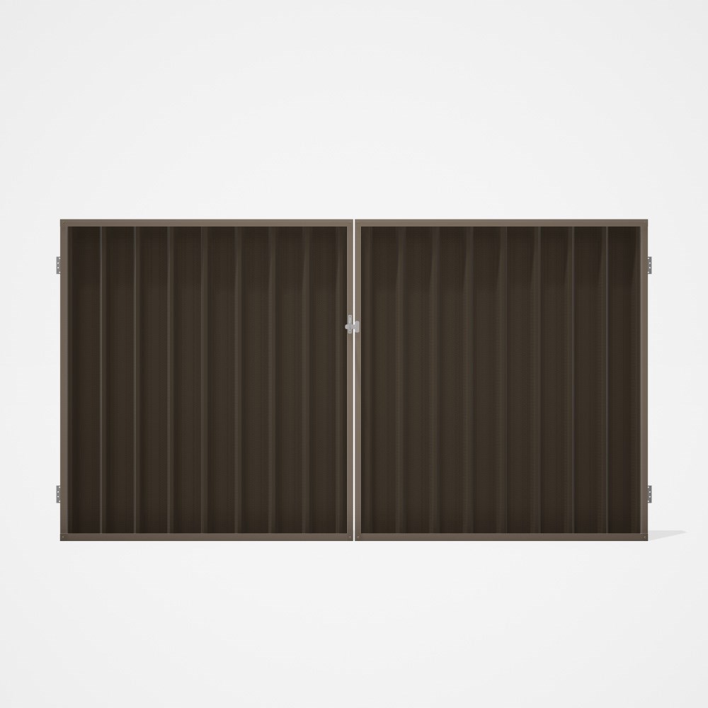 Good Neighbour® Superdek® Double Gate Standard .32 BMT 1.8m High Sheet: Banyan Brown, Frame: Beige