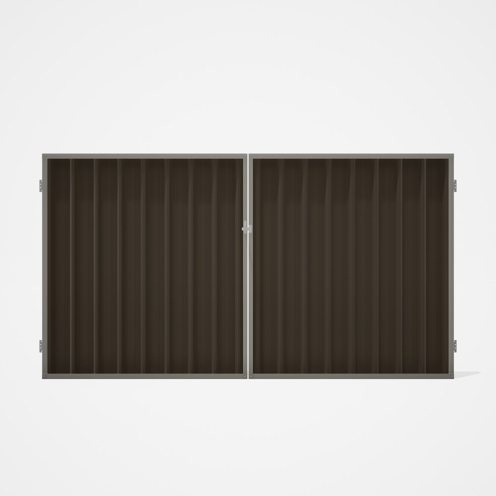 Good Neighbour® Superdek® Double Gate Standard .32 BMT 1.8m High Sheet: Banyan Brown, Frame: Birch