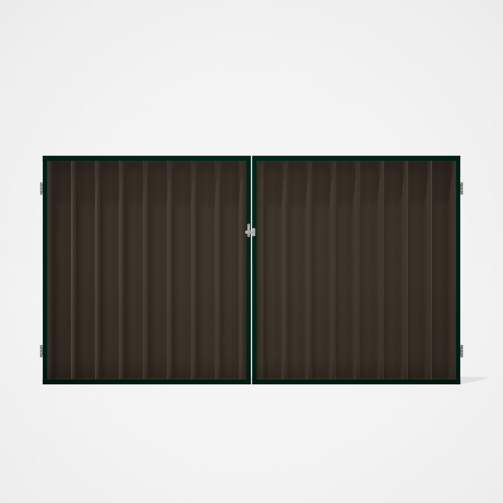 Good Neighbour® Superdek® Double Gate Standard .32 BMT 1.8m High Sheet: Banyan Brown, Frame: Caulfie