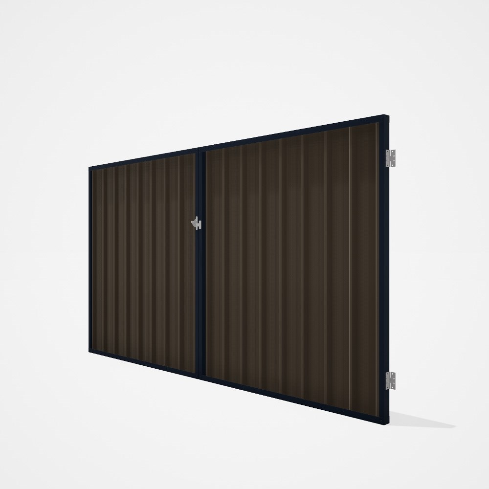 Good Neighbour® Superdek® Double Gate Standard .32 BMT 1.8m High Sheet: Banyan Brown, Frame: Dark St