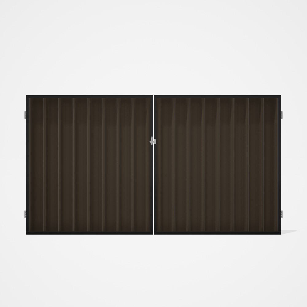 Good Neighbour® Superdek® Double Gate Standard .32 BMT 1.8m High Sheet: Banyan Brown, Frame: Ebony