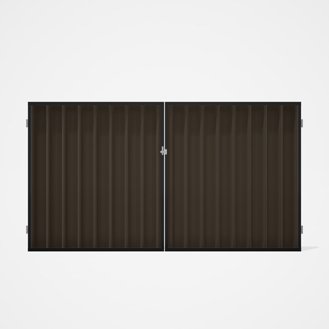 Good Neighbour® Superdek® Double Gate Standard .32 BMT 1.8m High Sheet: Banyan Brown, Frame: Ebony