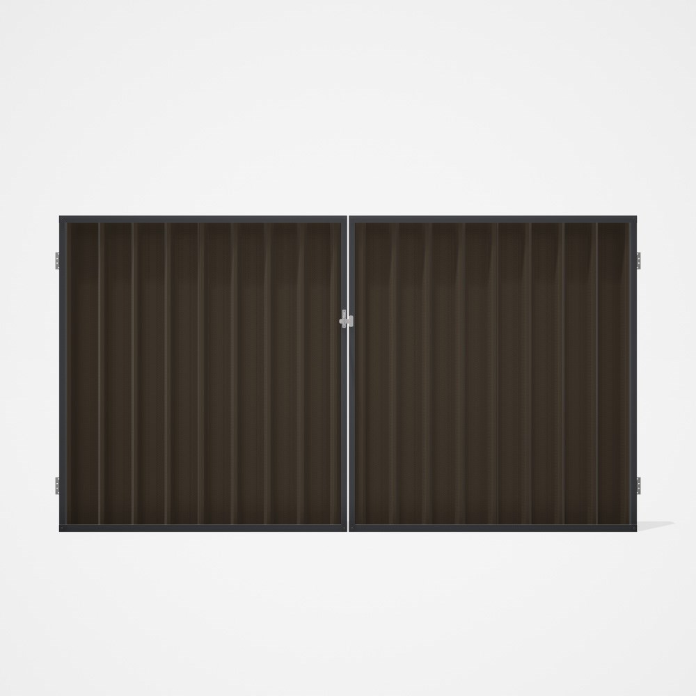 Good Neighbour® Superdek® Double Gate Standard .32 BMT 1.8m High Sheet: Banyan Brown, Frame: Granite