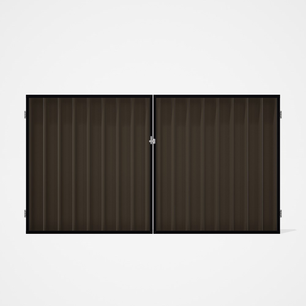 Good Neighbour® Superdek® Double Gate Standard .32 BMT 1.8m High Sheet: Banyan Brown, Frame: Gun Met