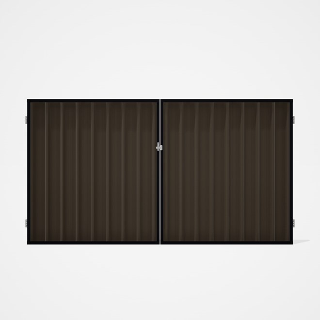 Good Neighbour® Superdek® Double Gate Standard .32 BMT 1.8m High Sheet: Banyan Brown, Frame: Gun Met