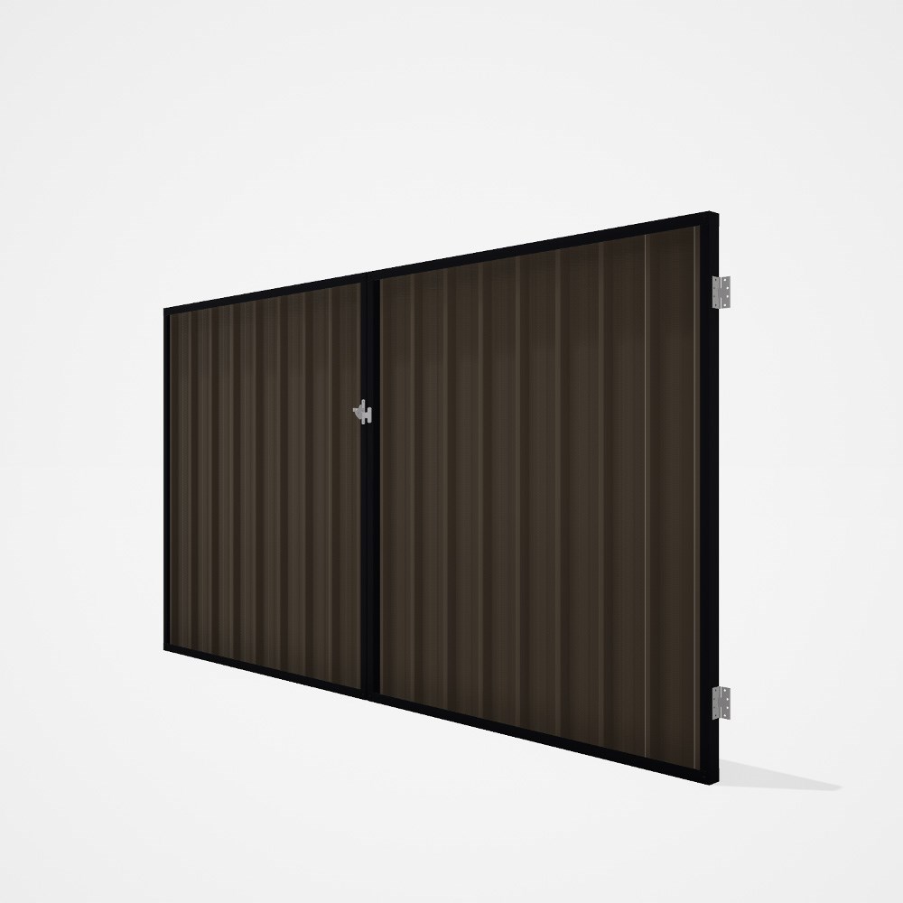 Good Neighbour® Superdek® Double Gate Standard .32 BMT 1.8m High Sheet: Banyan Brown, Frame: Gun Met