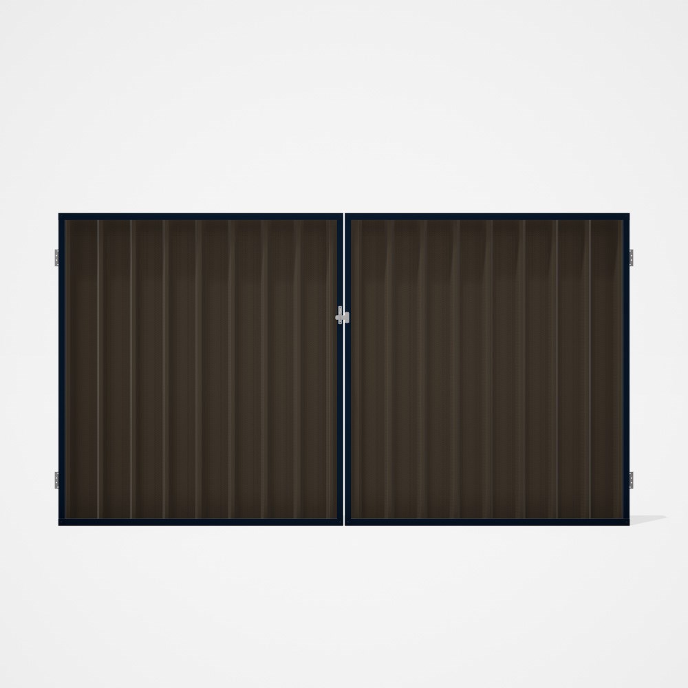 Good Neighbour® Superdek® Double Gate Standard .32 BMT 1.8m High Sheet: Banyan Brown, Frame: Mountai