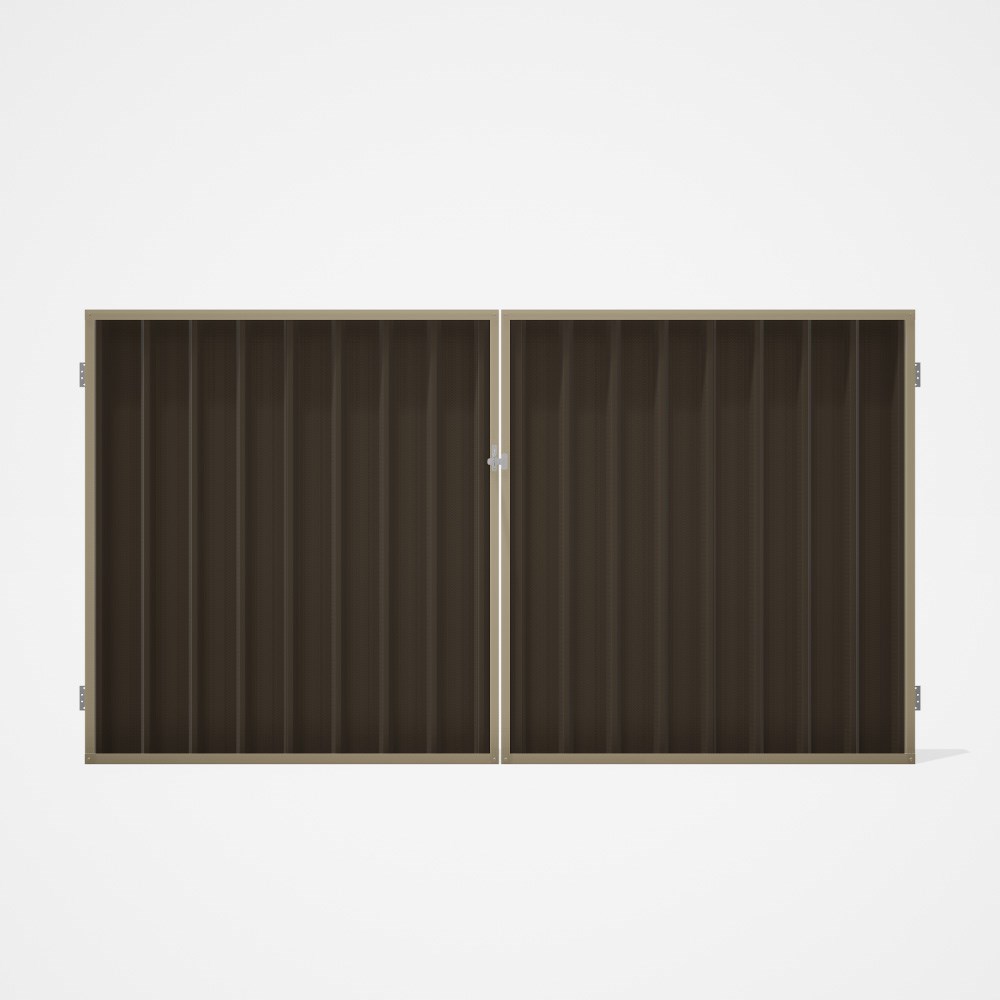 Good Neighbour® Superdek® Double Gate Standard .32 BMT 1.8m High Sheet: Banyan Brown, Frame: Merino