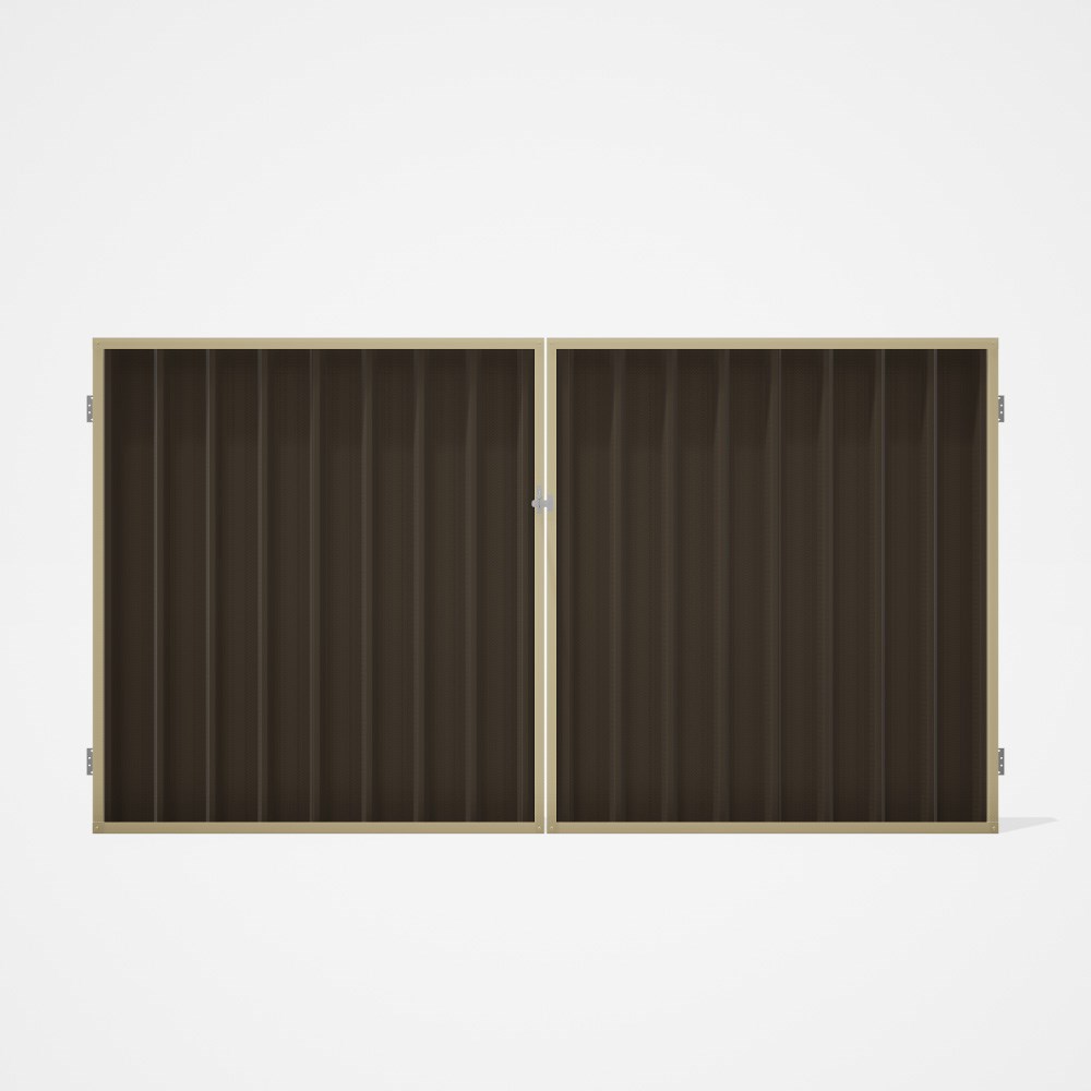 Good Neighbour® Superdek® Double Gate Standard .32 BMT 1.8m High Sheet: Banyan Brown, Frame: Primros