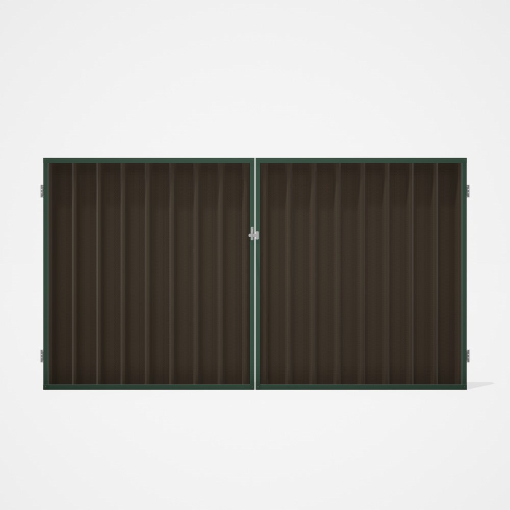 Good Neighbour® Superdek® Double Gate Standard .32 BMT 1.8m High Sheet: Banyan Brown, Frame: Rivergu