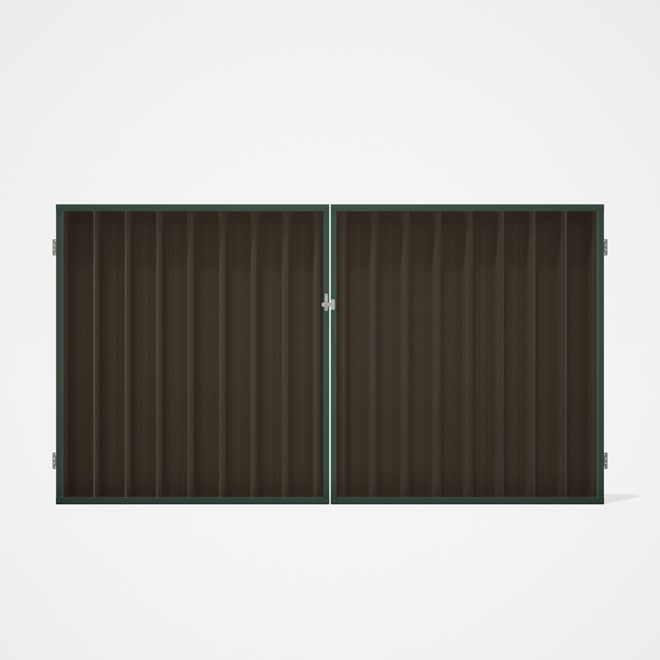 Good Neighbour® Superdek® Double Gate Standard .32 BMT 1.8m High Sheet: Banyan Brown, Frame: Rivergu