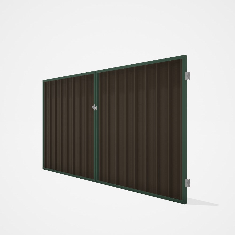 Good Neighbour® Superdek® Double Gate Standard .32 BMT 1.8m High Sheet: Banyan Brown, Frame: Rivergu