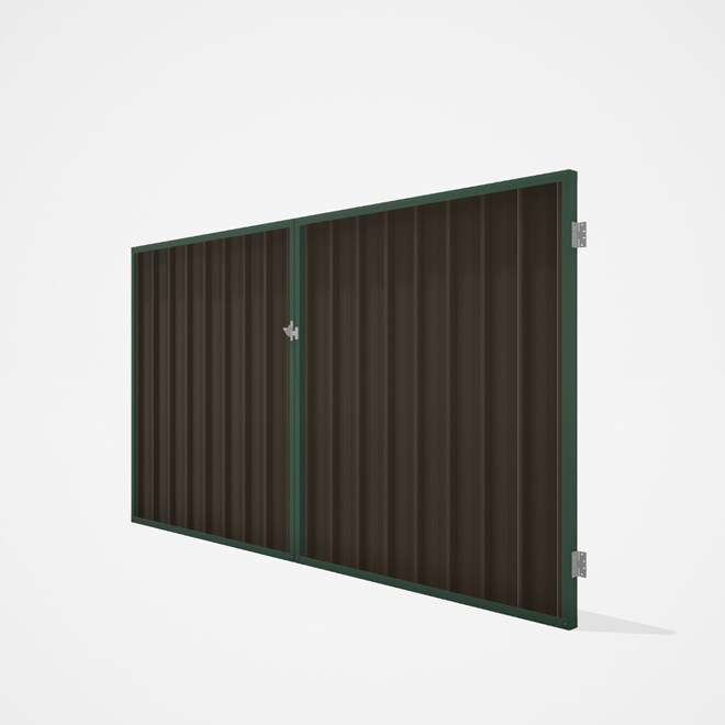 Good Neighbour® Superdek® Double Gate Standard .32 BMT 1.8m High Sheet: Banyan Brown, Frame: Rivergu