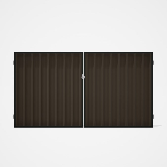 Good Neighbour® Superdek® Double Gate Standard .32 BMT 1.8m High Sheet: Banyan Brown, Frame: Slate G