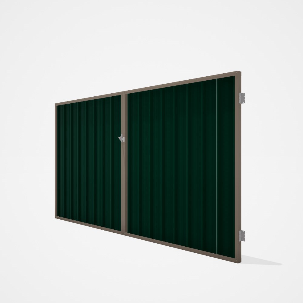 Good Neighbour® Superdek® Double Gate Standard .32 BMT 1.8m High Sheet: Caulfield Green, Frame: Beig