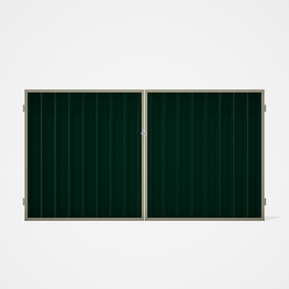 Good Neighbour® Superdek® Double Gate Standard .32 BMT 1.8m High Sheet: Caulfield Green, Frame: Moss