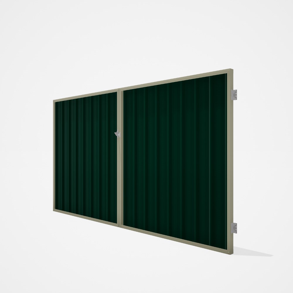 Good Neighbour® Superdek® Double Gate Standard .32 BMT 1.8m High Sheet: Caulfield Green, Frame: Moss