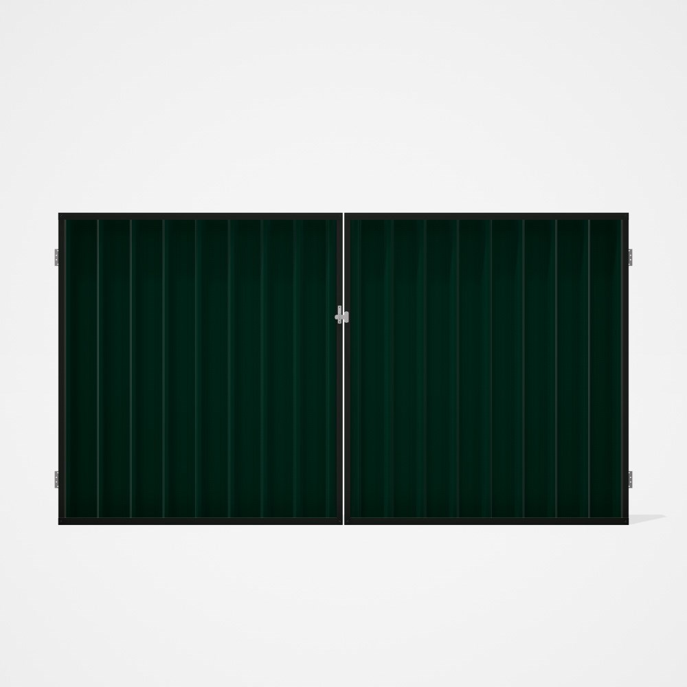Good Neighbour® Superdek® Double Gate Standard .32 BMT 1.8m High Sheet: Caulfield Green, Frame: Slat