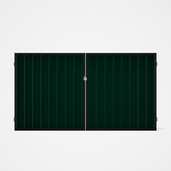Good Neighbour® Superdek® Double Gate Standard .32 BMT 1.8m High Sheet: Caulfield Green, Frame: Slat