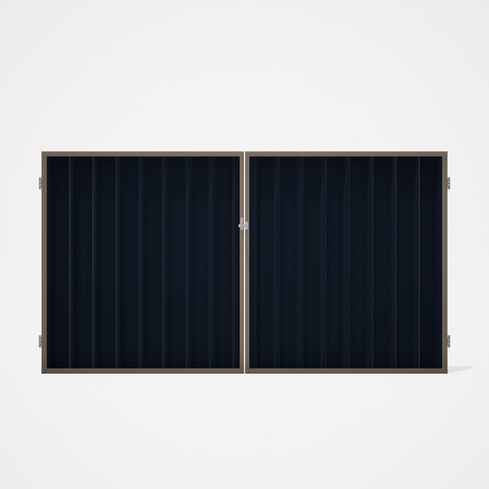 Good Neighbour® Superdek® Double Gate Standard .32 BMT 1.8m High Sheet: Dark Stone, Frame: Beige