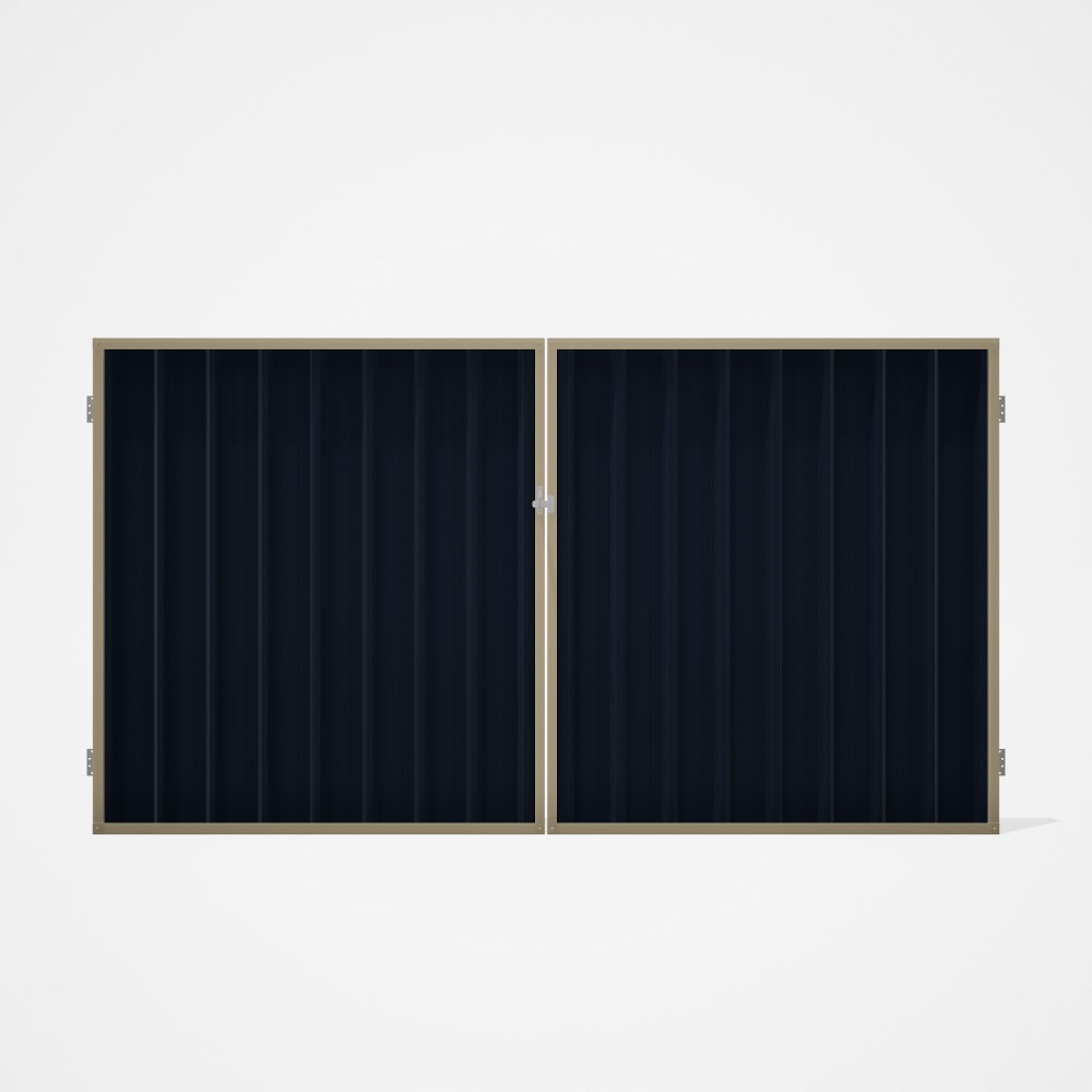 Good Neighbour® Superdek® Double Gate Standard .32 BMT 1.8m High Sheet: Dark Stone, Frame: Merino
