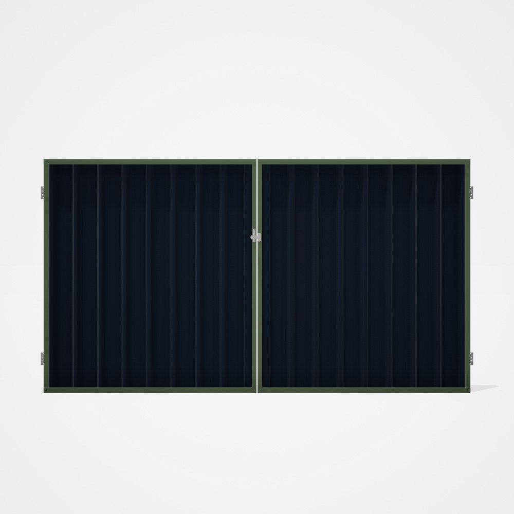 Good Neighbour® Superdek® Double Gate Standard .32 BMT 1.8m High Sheet: Dark Stone, Frame: Mist Gree