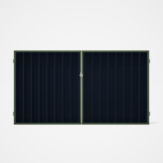 Good Neighbour® Superdek® Double Gate Standard .32 BMT 1.8m High Sheet: Dark Stone, Frame: Mist Gree
