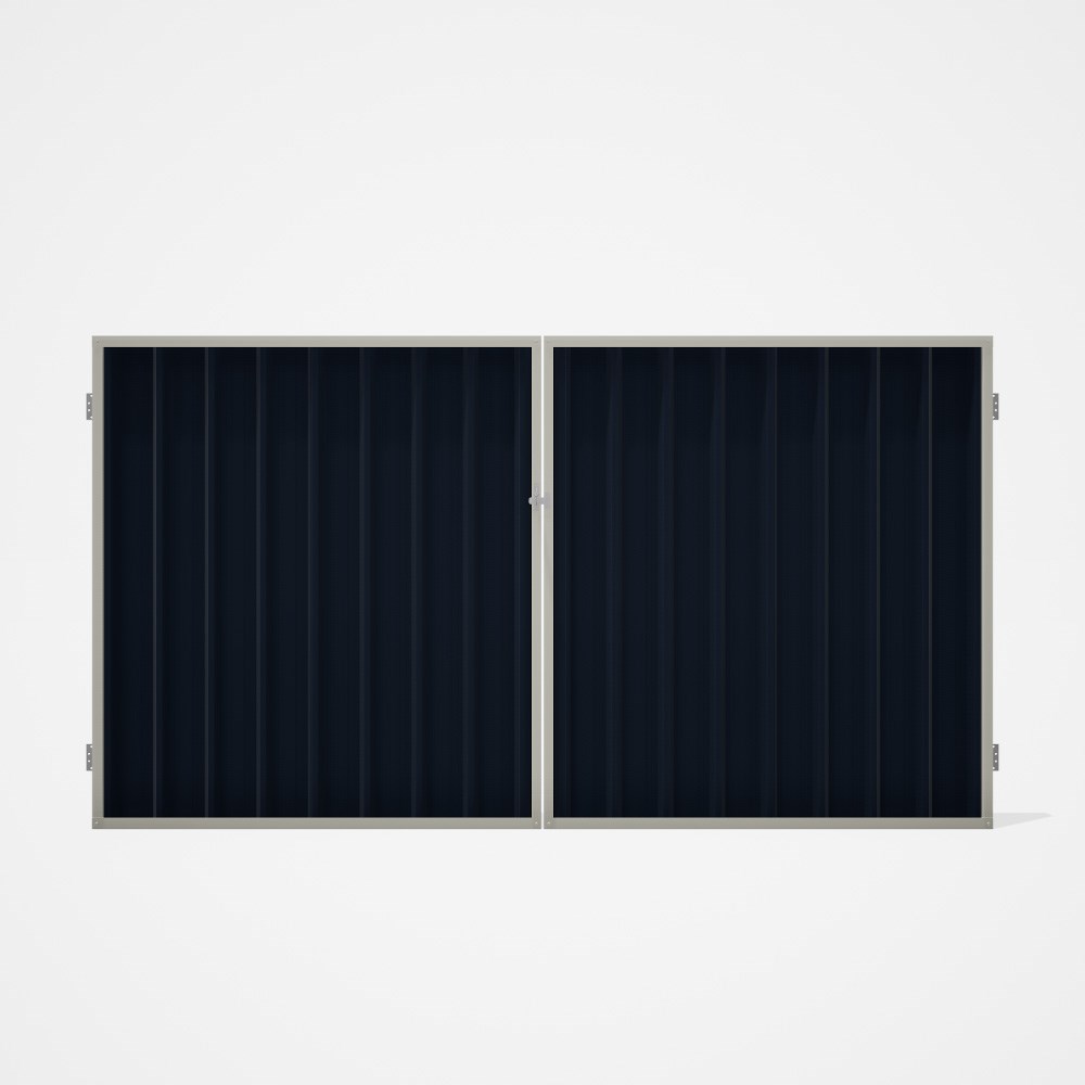 Good Neighbour® Superdek® Double Gate Standard .32 BMT 1.8m High Sheet: Dark Stone, Frame: Off White