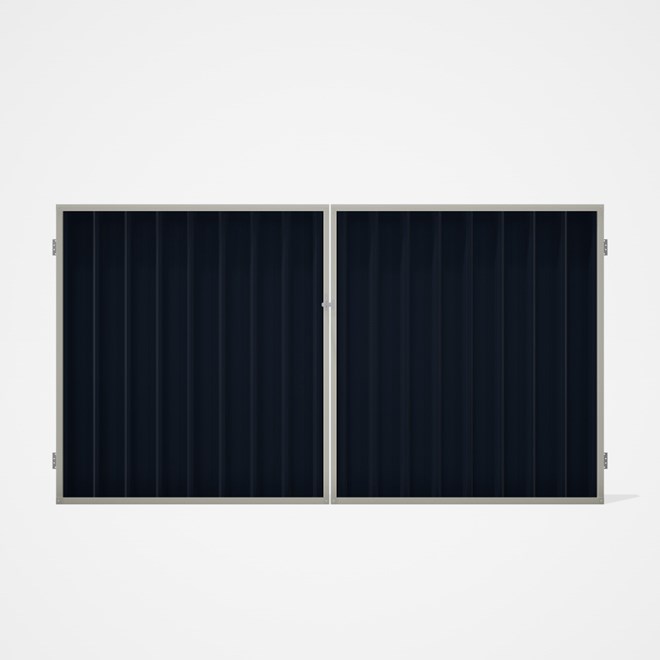 Good Neighbour® Superdek® Double Gate Standard .32 BMT 1.8m High Sheet: Dark Stone, Frame: Off White
