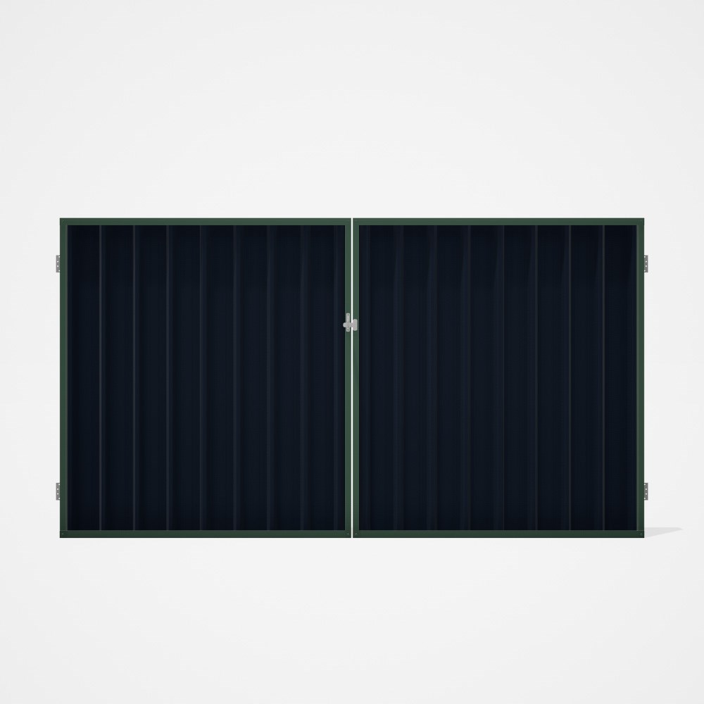 Good Neighbour® Superdek® Double Gate Standard .32 BMT 1.8m High Sheet: Dark Stone, Frame: Rivergum