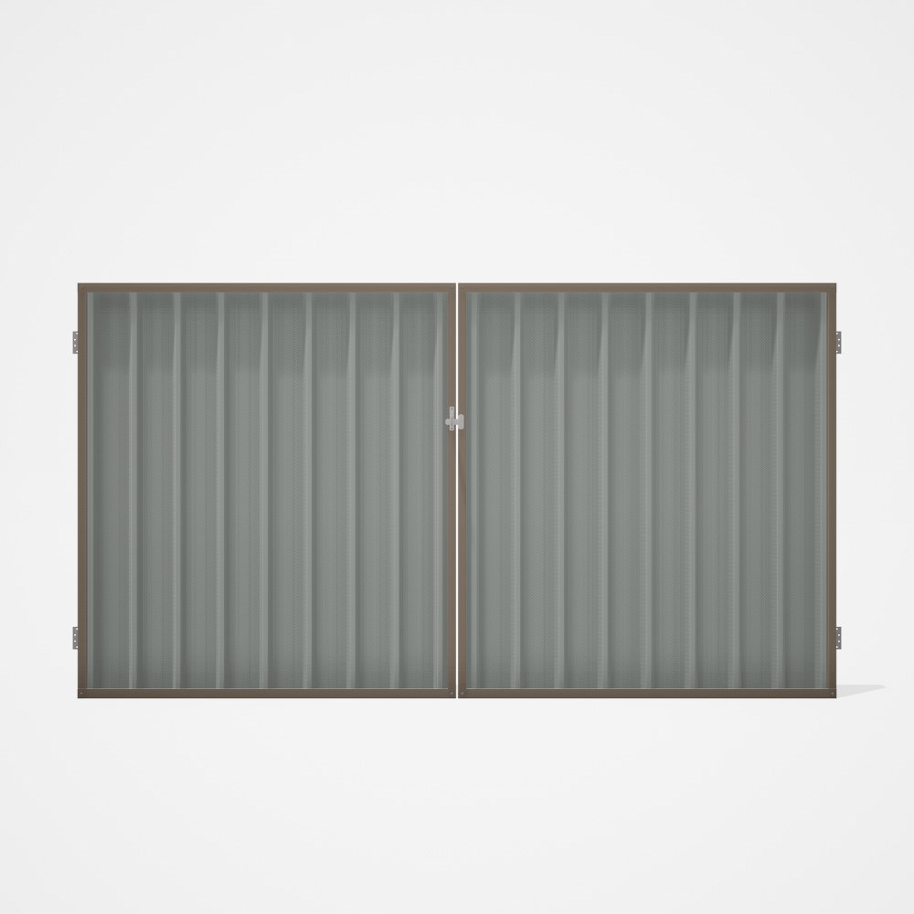 Good Neighbour® Superdek® Double Gate Standard .32 BMT 1.8m High Sheet: Gull Grey, Frame: Beige