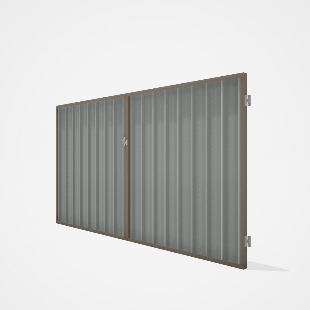 Good Neighbour® Superdek® Double Gate Standard .32 BMT 1.8m High Sheet: Gull Grey, Frame: Beige