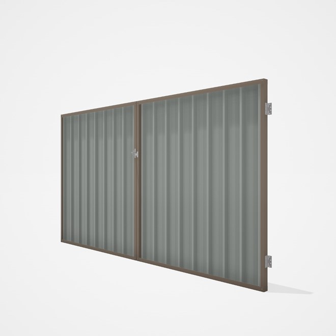 Good Neighbour® Superdek® Double Gate Standard .32 BMT 1.8m High Sheet: Gull Grey, Frame: Beige