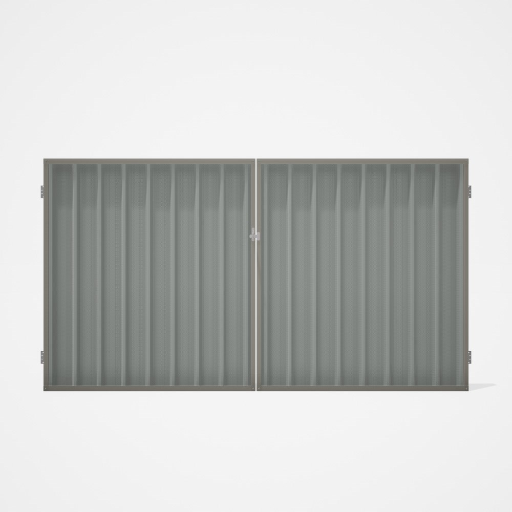 Good Neighbour® Superdek® Double Gate Standard .32 BMT 1.8m High Sheet: Gull Grey, Frame: Birch
