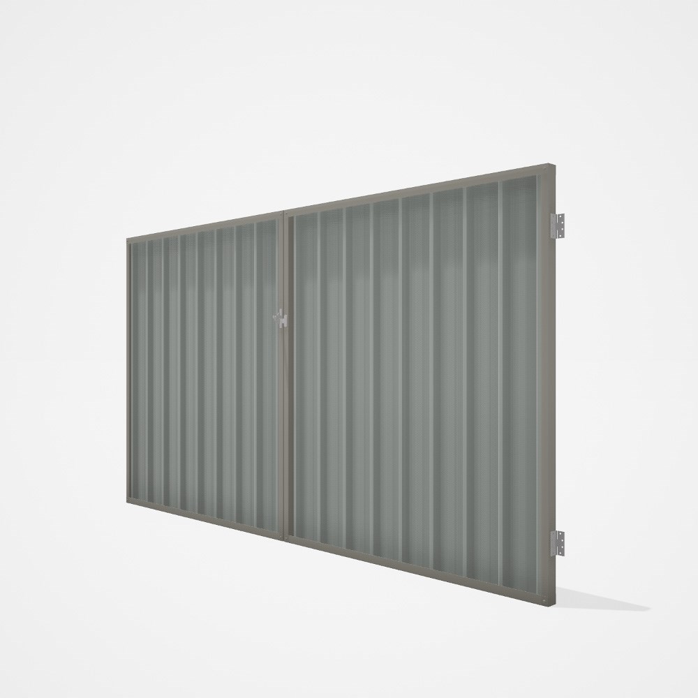 Good Neighbour® Superdek® Double Gate Standard .32 BMT 1.8m High Sheet: Gull Grey, Frame: Birch