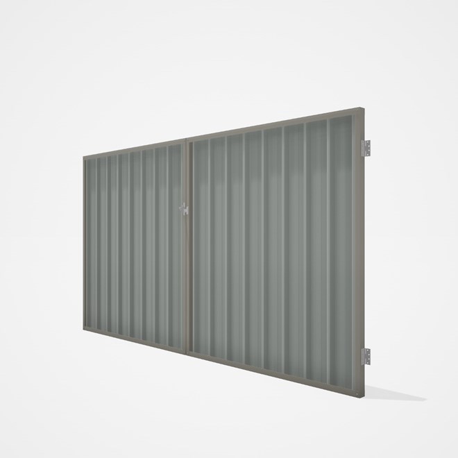 Good Neighbour® Superdek® Double Gate Standard .32 BMT 1.8m High Sheet: Gull Grey, Frame: Birch