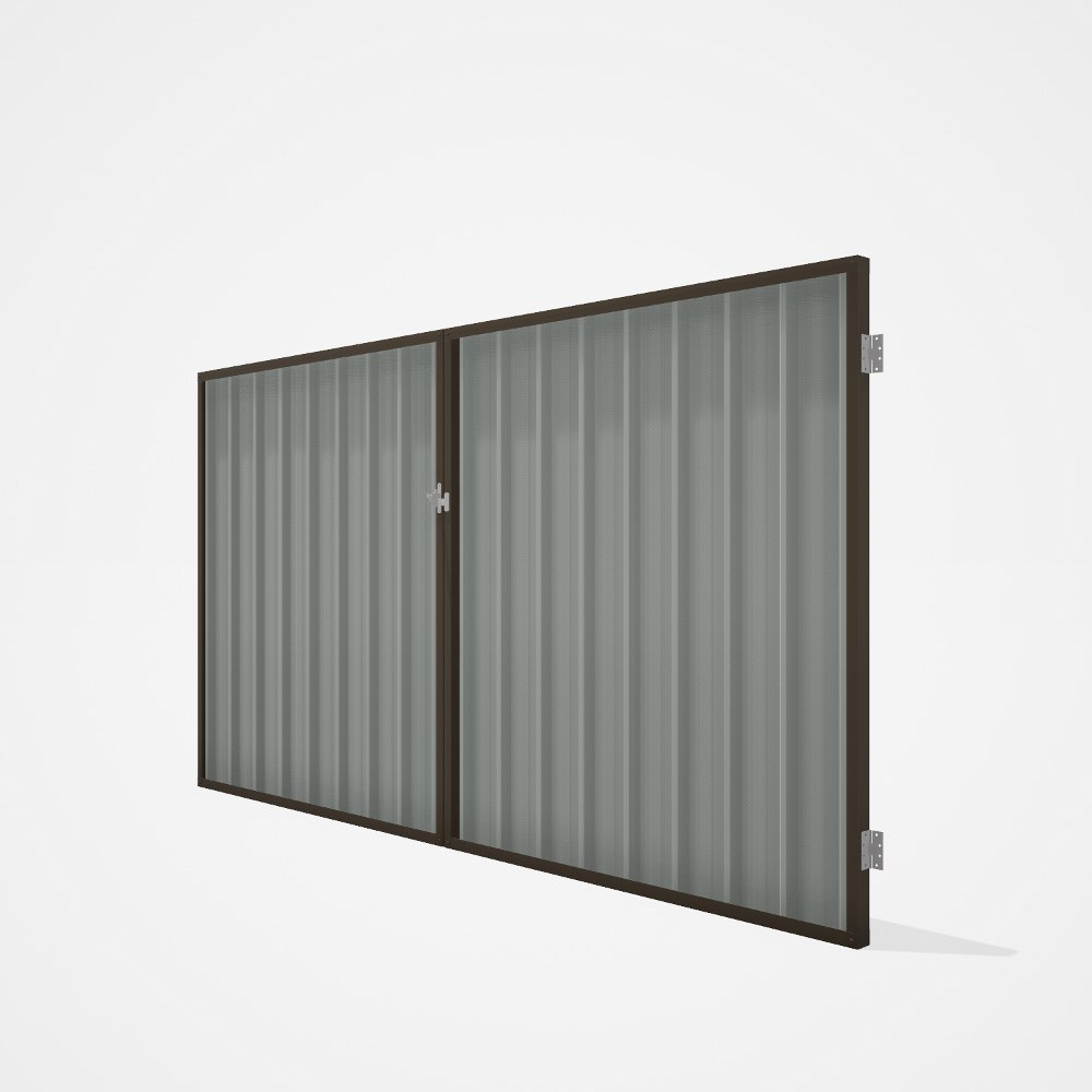 Good Neighbour® Superdek® Double Gate Standard .32 BMT 1.8m High Sheet: Gull Grey, Frame: Banyan Bro