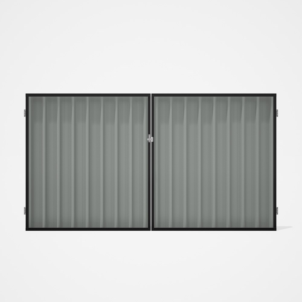 Good Neighbour® Superdek® Double Gate Standard .32 BMT 1.8m High Sheet: Gull Grey, Frame: Ebony