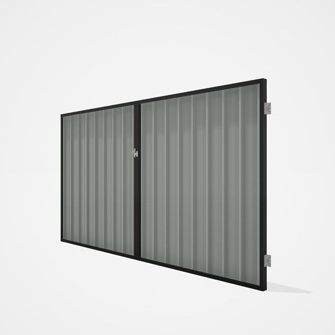 Good Neighbour® Superdek® Double Gate Standard .32 BMT 1.8m High Sheet: Gull Grey, Frame: Ebony