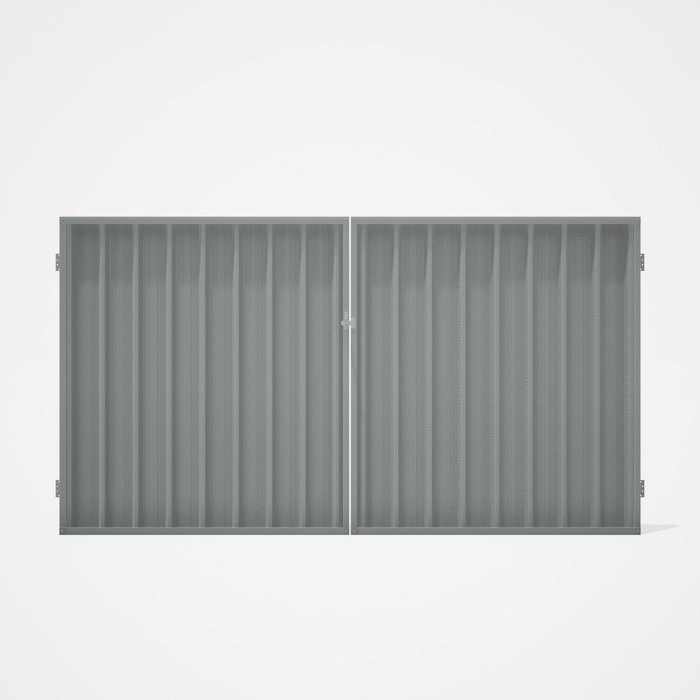 Good Neighbour® Superdek® Double Gate Standard .32 BMT 1.8m High Sheet: Gull Grey, Frame: Gull Grey