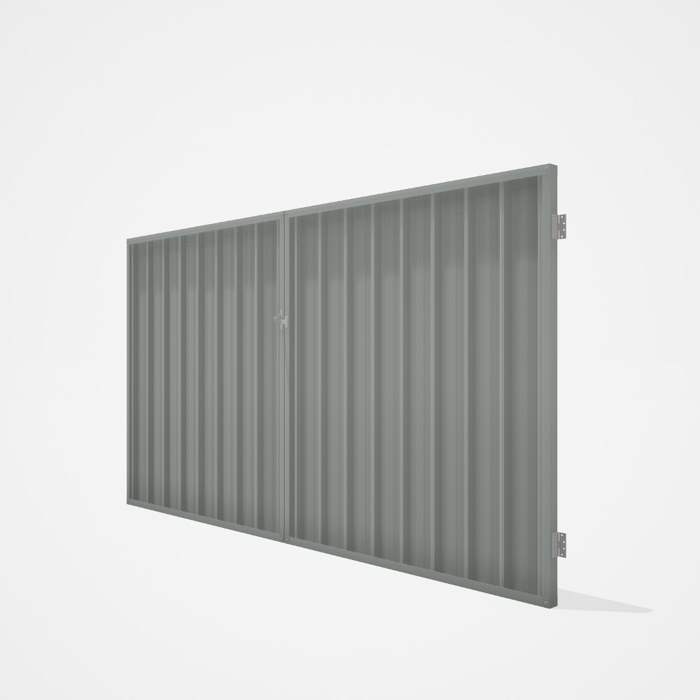 Good Neighbour® Superdek® Double Gate Standard .32 BMT 1.8m High Sheet: Gull Grey, Frame: Gull Grey