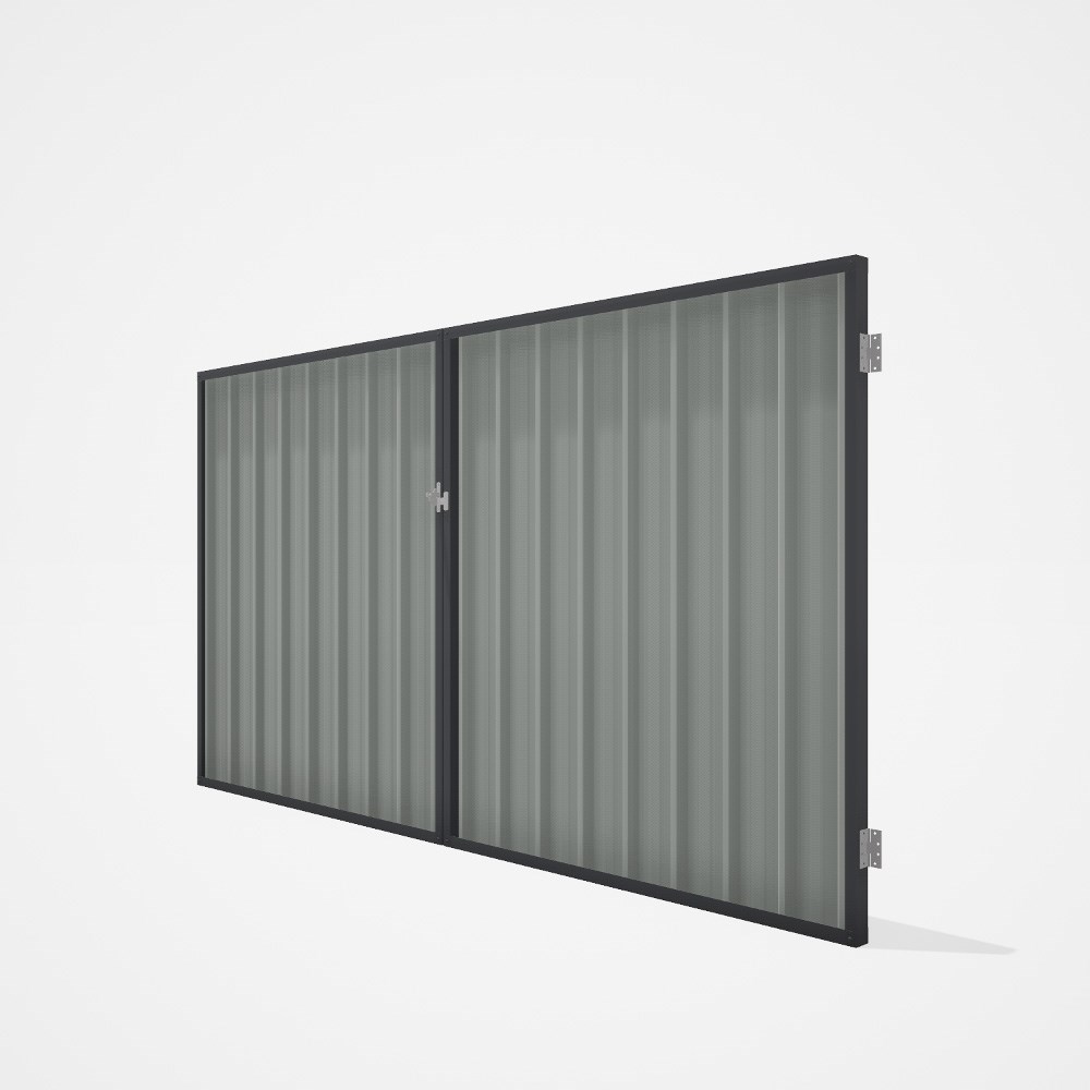 Good Neighbour® Superdek® Double Gate Standard .32 BMT 1.8m High Sheet: Gull Grey, Frame: Granite