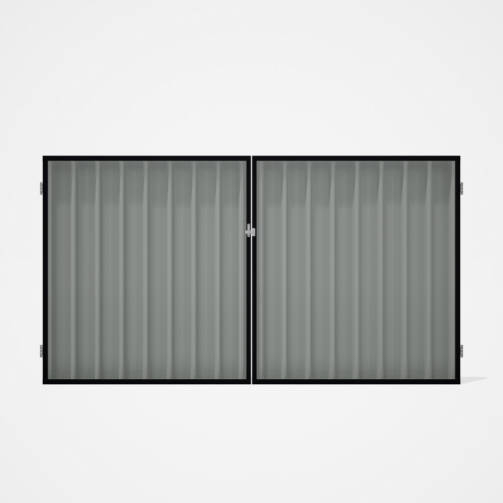 Good Neighbour® Superdek® Double Gate Standard .32 BMT 1.8m High Sheet: Gull Grey, Frame: Gun Metal 
