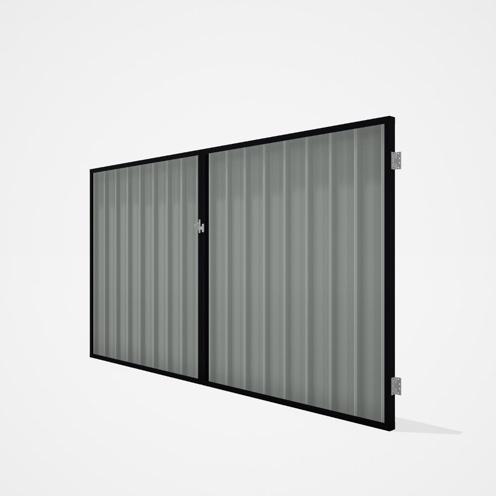 Good Neighbour® Superdek® Double Gate Standard .32 BMT 1.8m High Sheet: Gull Grey, Frame: Gun Metal 