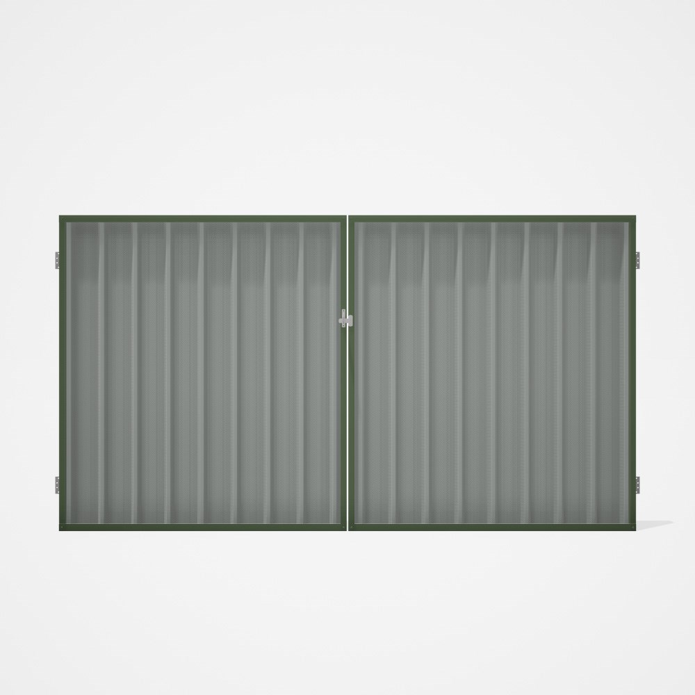 Good Neighbour® Superdek® Double Gate Standard .32 BMT 1.8m High Sheet: Gull Grey, Frame: Mist Green