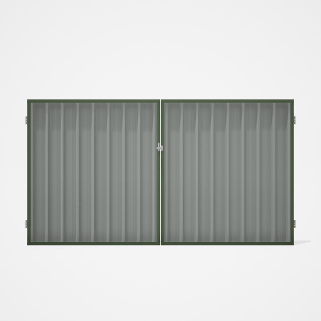 Good Neighbour® Superdek® Double Gate Standard .32 BMT 1.8m High Sheet: Gull Grey, Frame: Mist Green