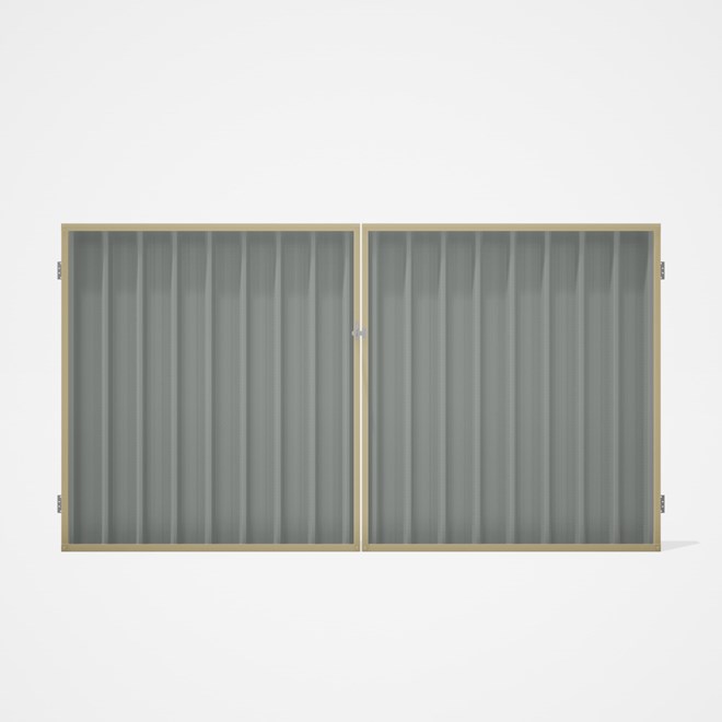 Good Neighbour® Superdek® Double Gate Standard .32 BMT 1.8m High Sheet: Gull Grey, Frame: Primrose
