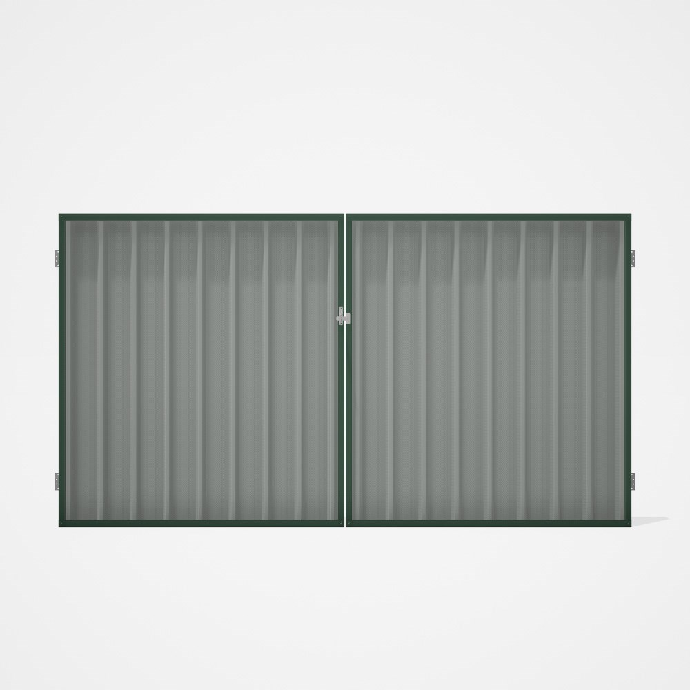 Good Neighbour® Superdek® Double Gate Standard .32 BMT 1.8m High Sheet: Gull Grey, Frame: Rivergum