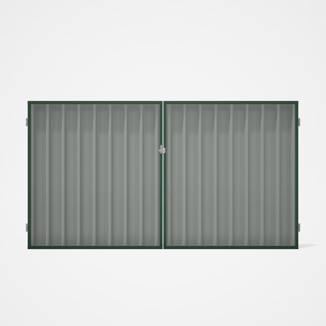 Good Neighbour® Superdek® Double Gate Standard .32 BMT 1.8m High Sheet: Gull Grey, Frame: Rivergum
